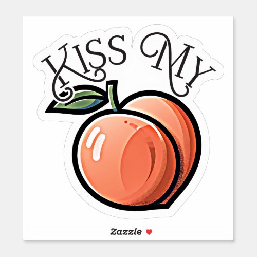 Kiss my Peach Peaches Funny Fruit Sticker