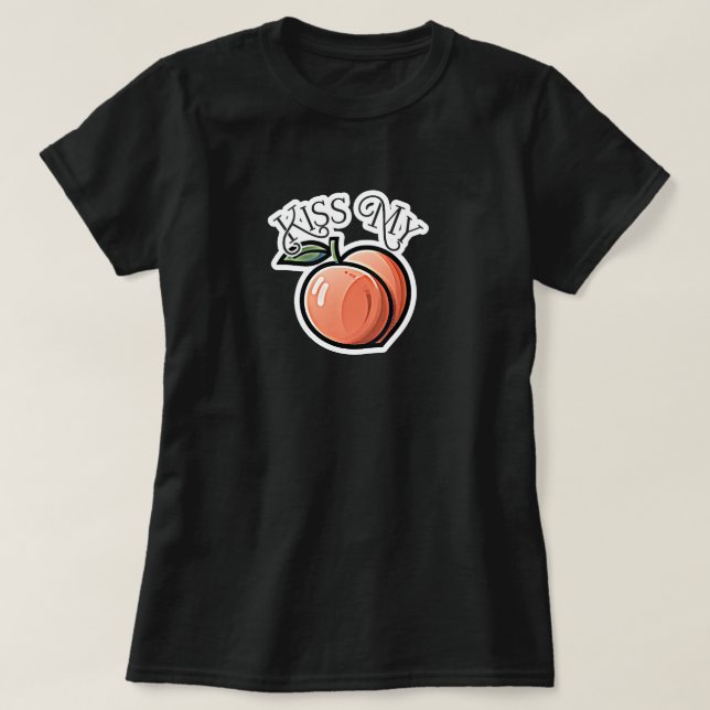 Kiss my Peach Peaches Funny Fruit T-Shirt (Design Front)