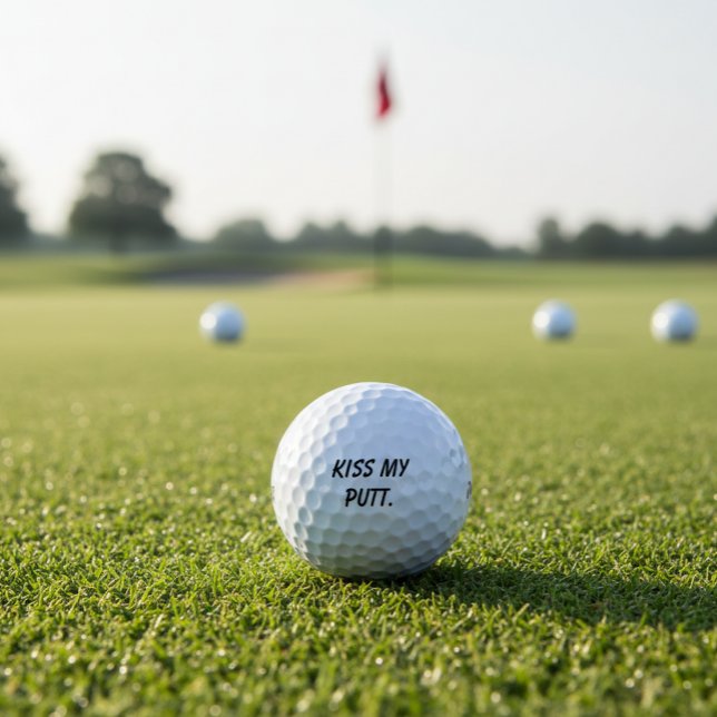 'Kiss my putt' Cheeky Funny Gift Friends Dads  Golf Balls (Creator Uploaded)