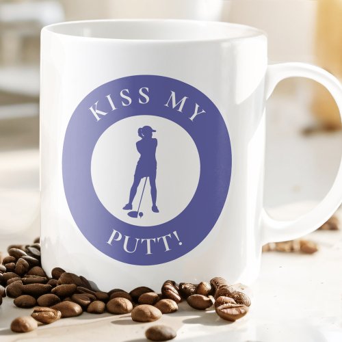 Kiss My Putt Funny Golfer Humor Silhouette Purple Coffee Mug