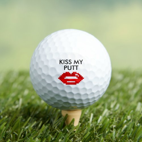Kiss my putt funny red hot lips golf ball