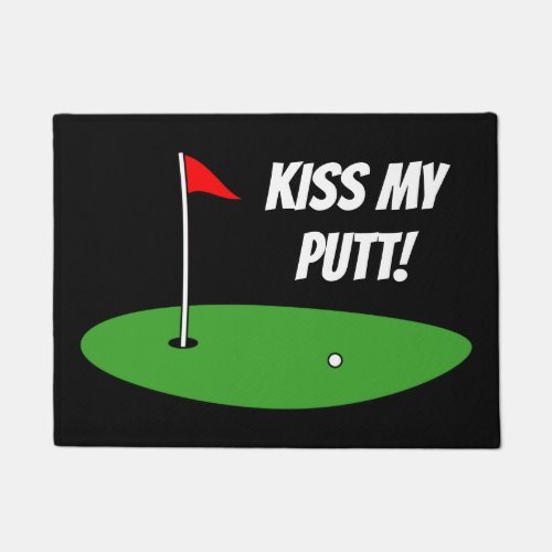 Kiss my putt funny welcome doormat for golfer
