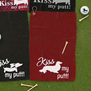 Kiss My Putt Long Hair Dachshund Cheeky Golf Towel