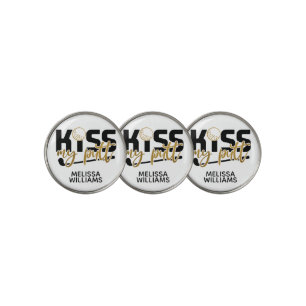 Kiss My Putt Monogram Gold Golf Ball Marker