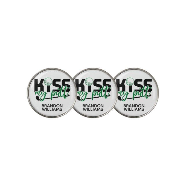 Kiss My Putt Monogram Green Golf Ball Marker (3 Up)