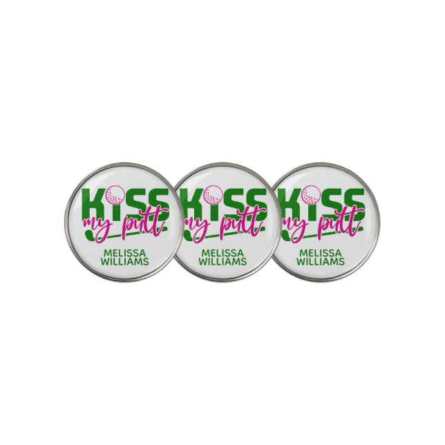 Kiss My Putt Monogram Green Golf Ball Marker (3 Up)