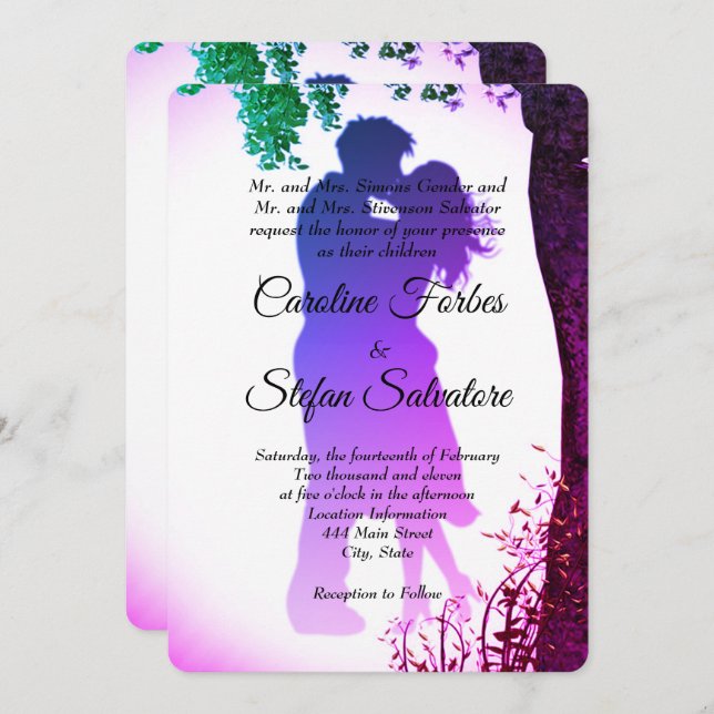 Kiss Of Couple In Love Valentine's Wedding Day Inv Invitation (Front/Back)