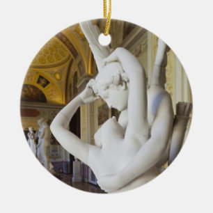 Kiss of Cupid and Psyche, by Antonio Canova Ceramic Ornament