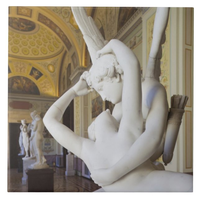 Kiss of Cupid and Psyche, by Antonio Canova Ceramic Tile (Front)