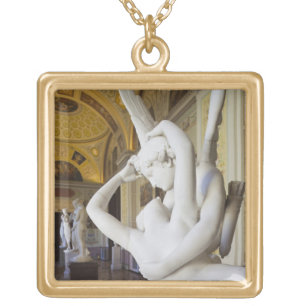 Kiss of Cupid and Psyche, by Antonio Canova Gold Plated Necklace