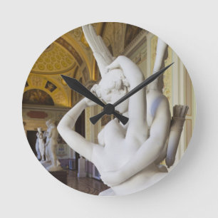 Kiss of Cupid and Psyche, by Antonio Canova Round Clock
