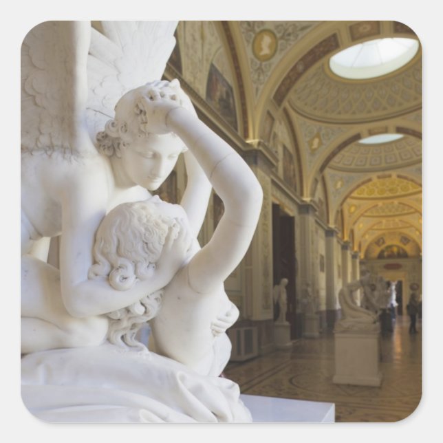 Kiss of Cupid and Psyche, by Antonio Canova Square Sticker (Front)