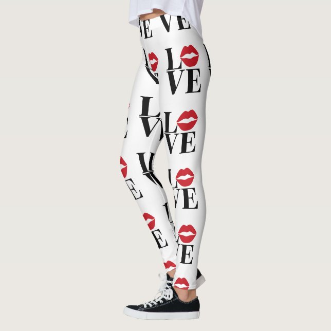 Kiss of Love Modern Red Lips Leggings (Left)