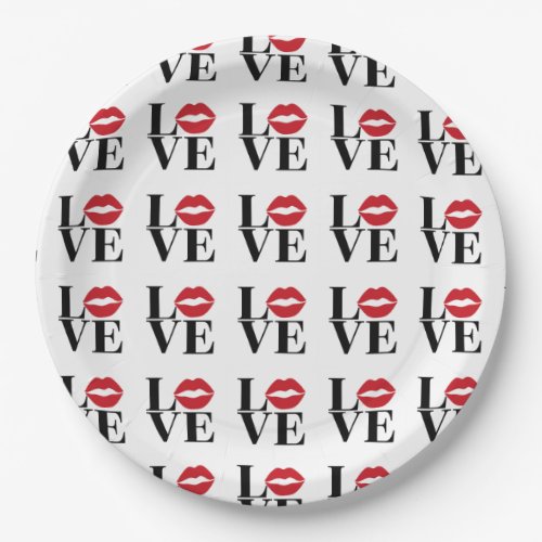 Kiss of Love Modern Red Lips Paper Plates