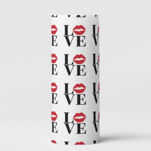 Kiss of Love Modern Red Lips Pillar Candle