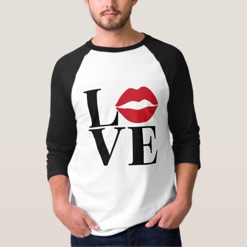 Kiss of Love Red Lips Modern Baseball T_Shirt