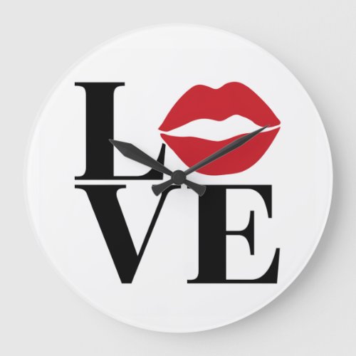 Kiss of Love Red Lips Modern Wall Clock