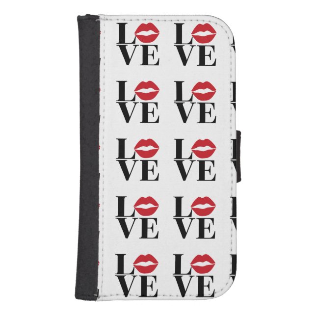 Kiss of Love Red Lips Modern Wallet Case (Front)