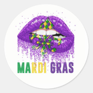 Kiss Of Mardi Gras Classic Round Sticker