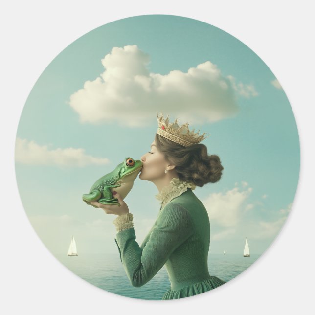 Kiss of the Frog Prince Classic Round Sticker (Front)