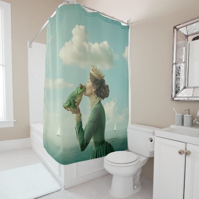 Kiss of the Frog Prince Shower Curtain (In Situ)