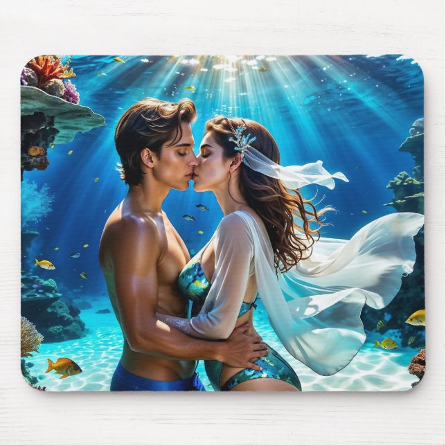 Kiss of the Undersea Lovers Mouse Pad (Front)