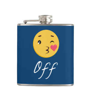 Kiss Off Emoji Funny Trendy Popular Cute Flask