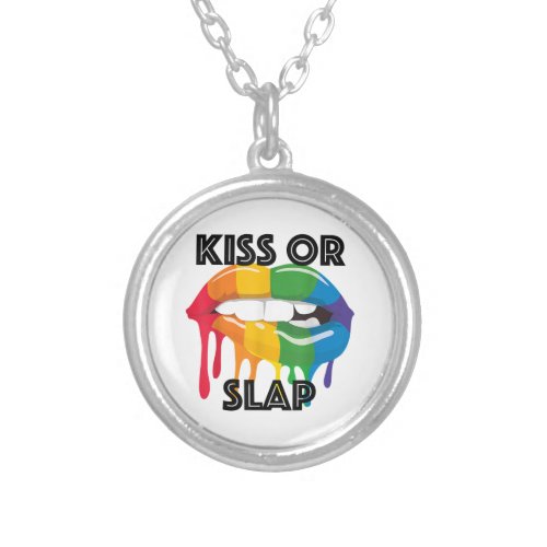 KISS OR SLAP SILVER PLATED NECKLACE
