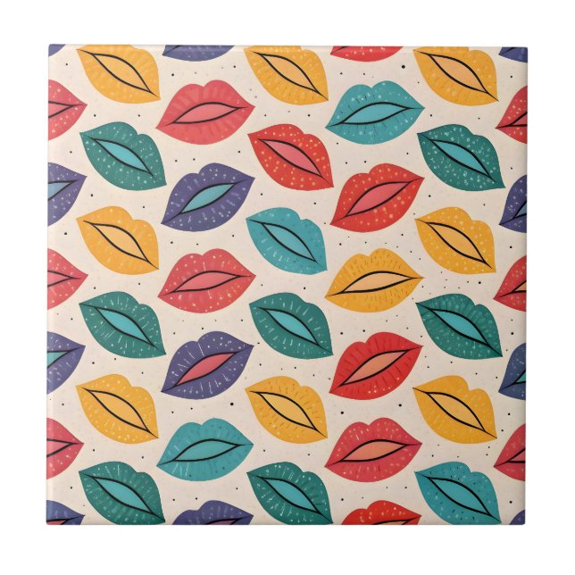 Kiss Pattern Ceramic Tile (Front)