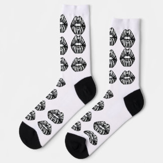 Kiss Pattern Crew Socks – Lips Design for Women