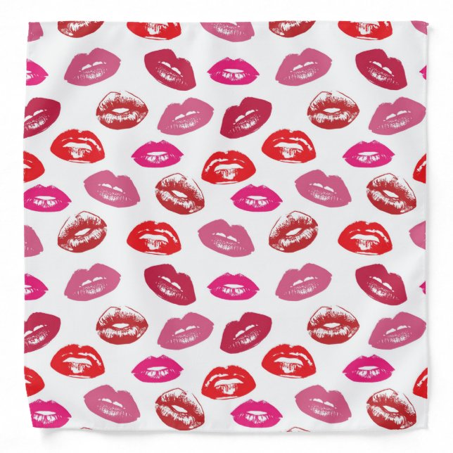Kiss Pink And Red Mix Pattern Bandana (Front)