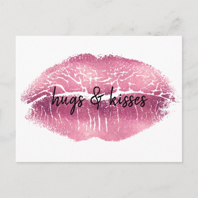 Kiss Pink Lips personalized quote Postcard (Front)