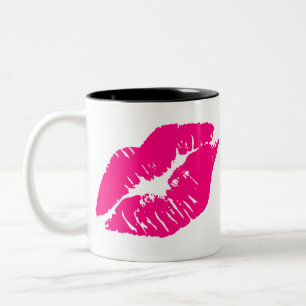 Kiss Pink Lips Two-Tone Coffee Mug