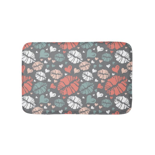 Kiss Print And Heart Pattern Bathroom Mat (Front)