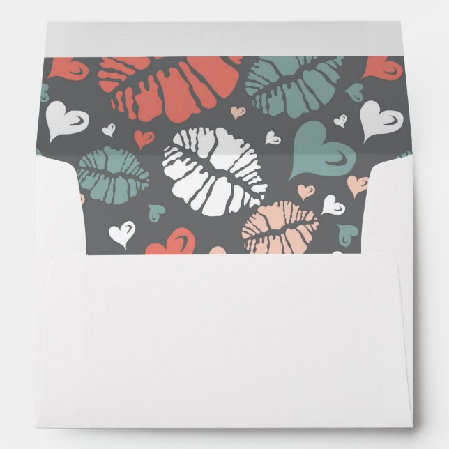 Kiss Print And Heart Pattern Envelope (Back (Bottom))
