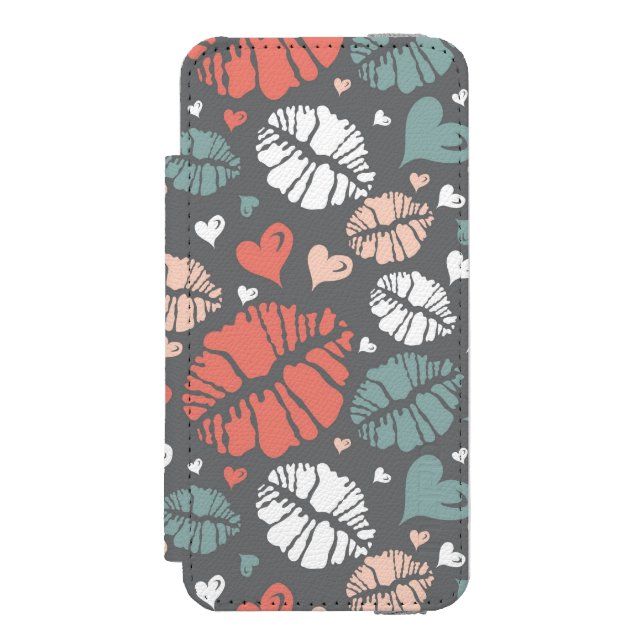 Kiss Print And Heart Pattern Incipio iPhone Wallet Case (Folio Front)