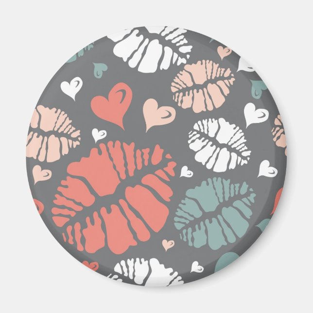 Kiss Print And Heart Pattern Magnet (Front)