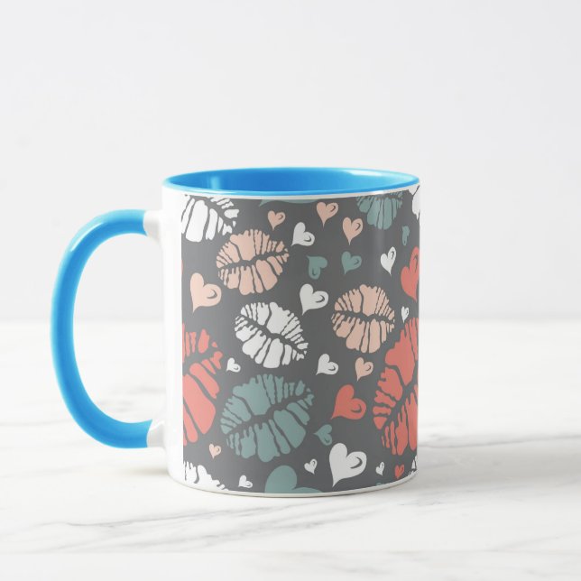 Kiss Print And Heart Pattern Mug (Left)