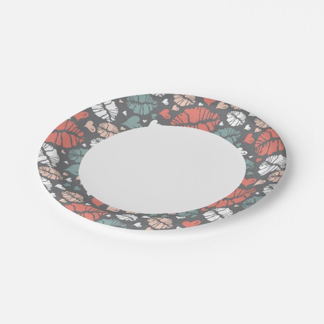 Kiss Print And Heart Pattern Paper Plates (Angled)