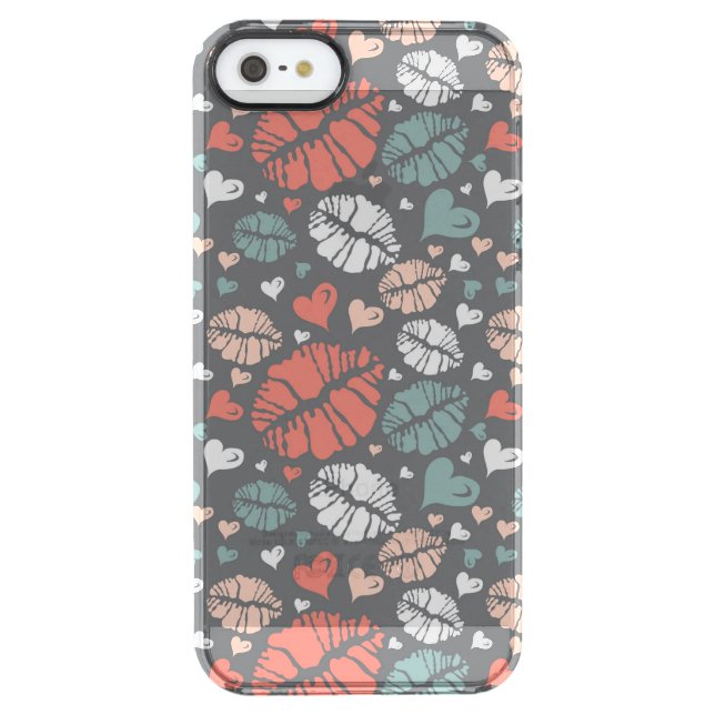 Kiss Print And Heart Pattern Uncommon iPhone Case (Back)