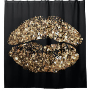 Kiss print: gold shimmer vintage. shower curtain