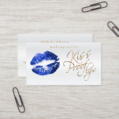 Kiss Proof Lips _ Blue Glitter Business Card