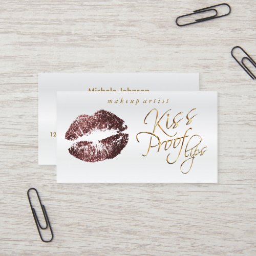 Kiss Proof Lips _ Dark Rose Glitter Business Card