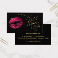 Kiss Proof Lips - Hot Pink Glitter and  Gold Business Card