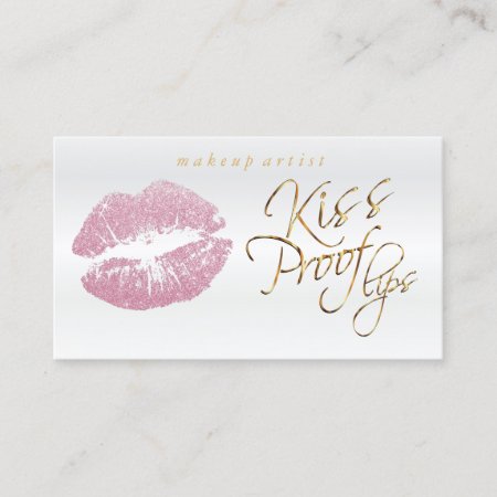 Kiss Proof Lips - Pink Glitter And Elegant Gold 2 Business Card