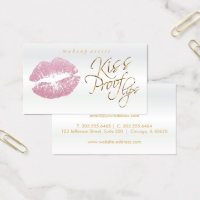 Kiss Proof Lips - Pink Glitter and Elegant Gold 2 Business Card