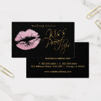 Kiss Proof Lips -  Pink Glitter and  Gold Business Card