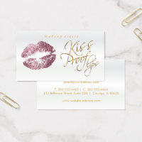 Kiss Proof Lips - Pink  Rose Glitter Business Card
