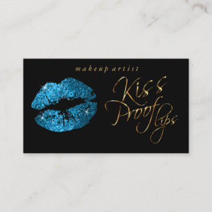 Kiss Proof Lips - Turquoise Glitter and Gold Business Card