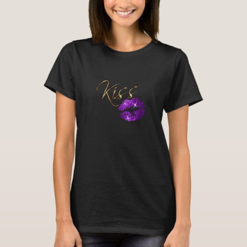 Kiss _ Purple Glitter Lips T_Shirt